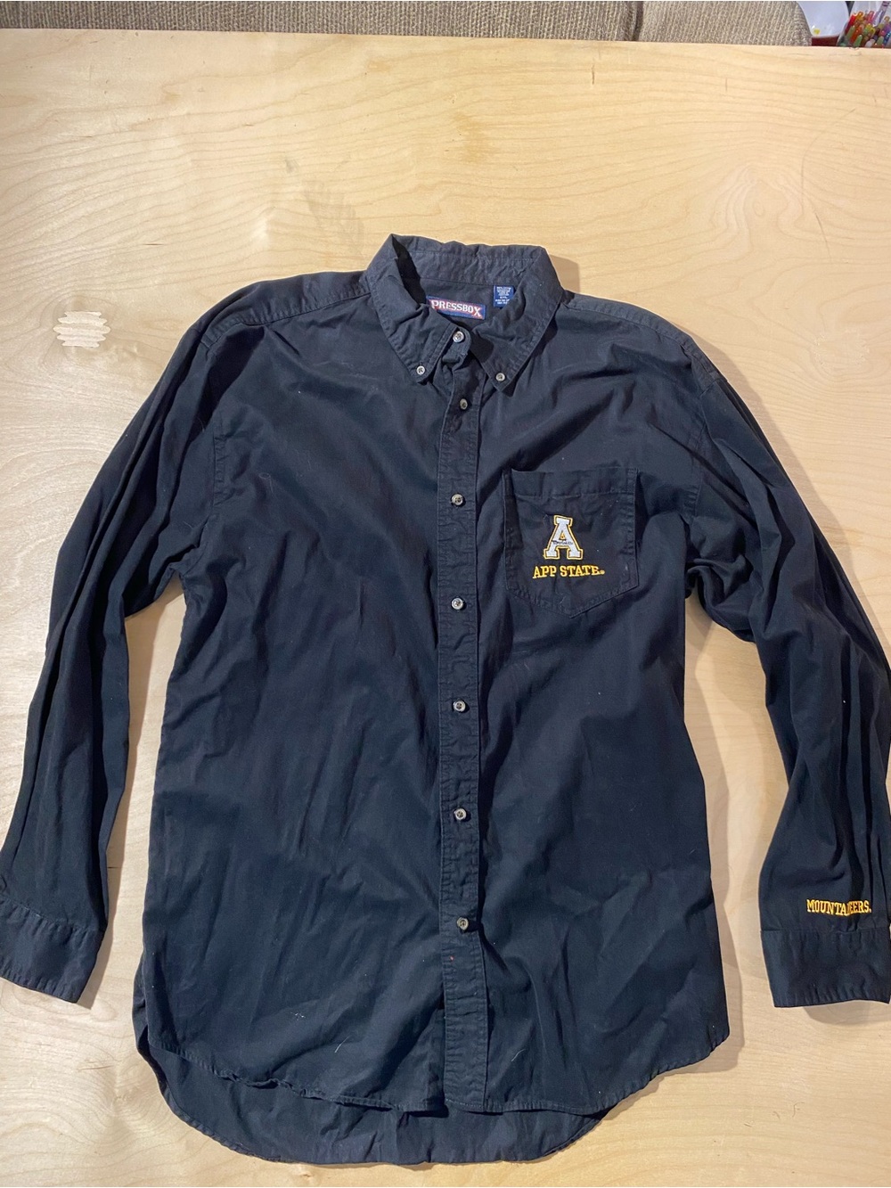 Pressbox App State Black Button-Down Long Sleeve Shirt 2XL (RV)